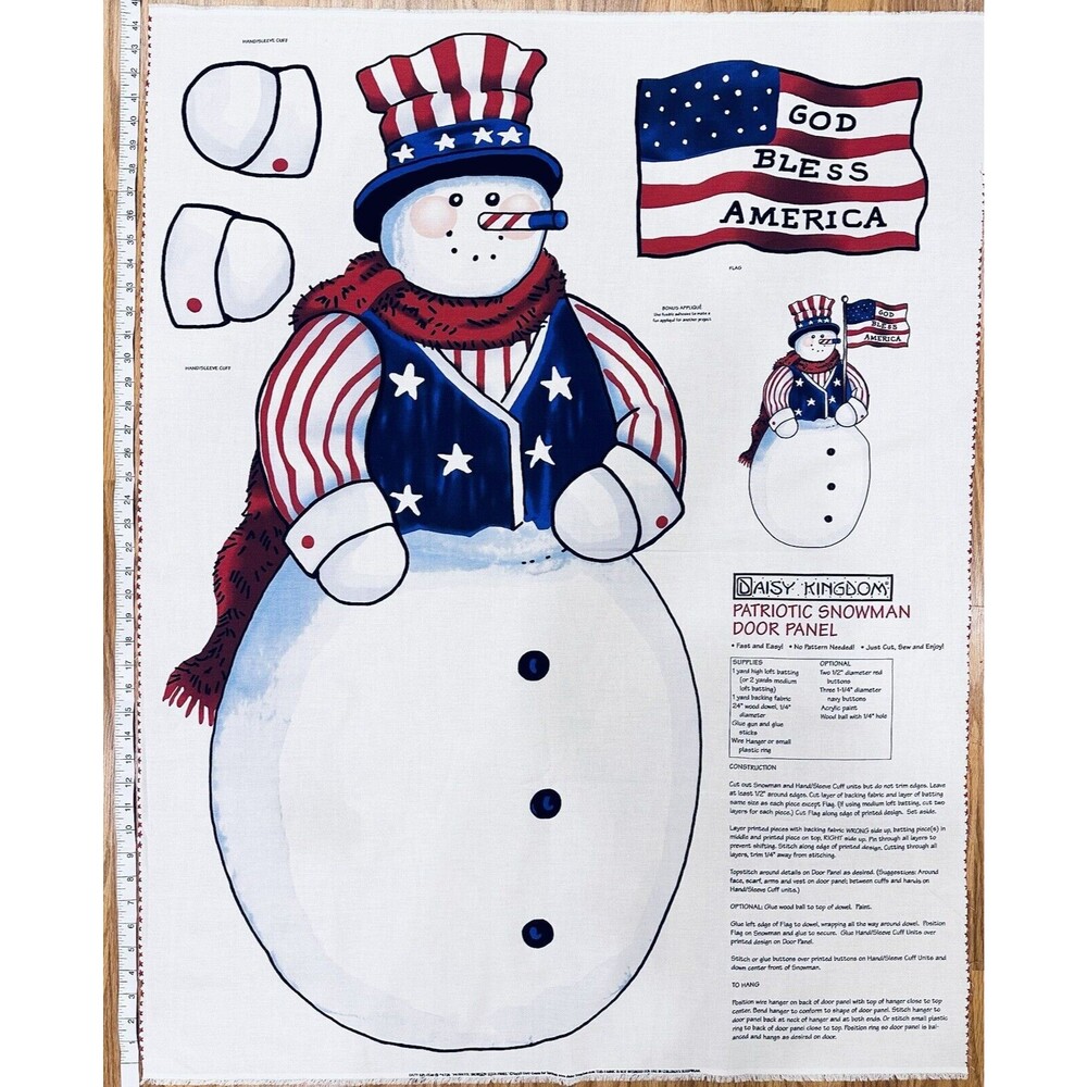 Daisy Kingdom Cut & Sew Patriotic Snowman Door Panel Craft Red, White & Blue